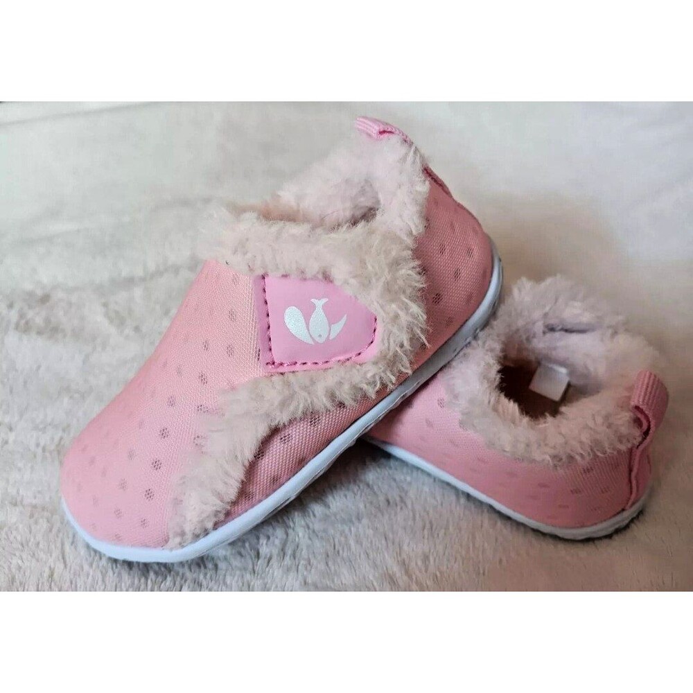 Shoes 18 to 24 Month Girls slipper Booties Non Slip Pink White Faux Fur Lining
